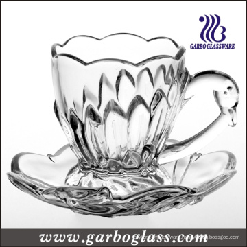 165ml Embossed Glass Cup and Saucer